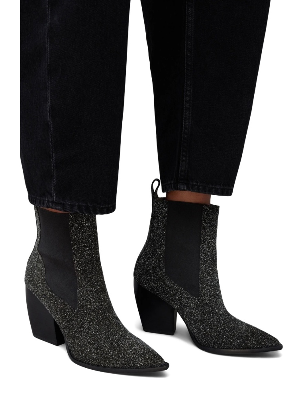New AllSaints Ria Sparkle Boot Black Sz 10